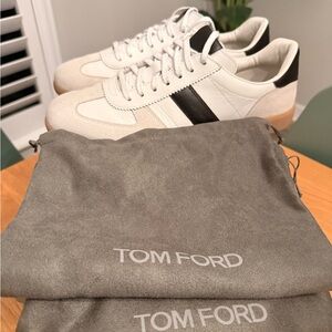 Tom Ford Ivory and Ebony Leather Sneakers Sz 12